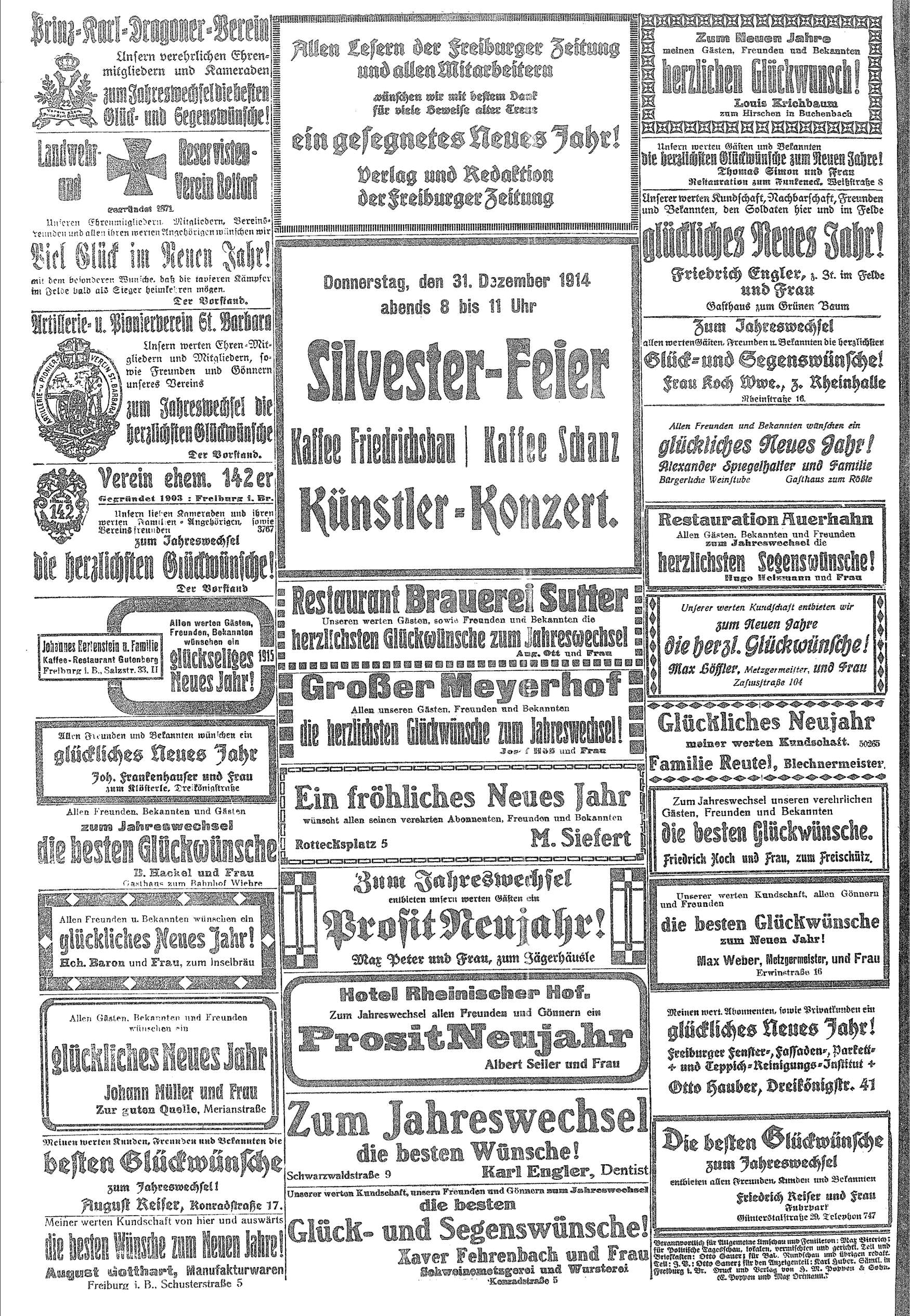 Sylvesterwünsche 1914